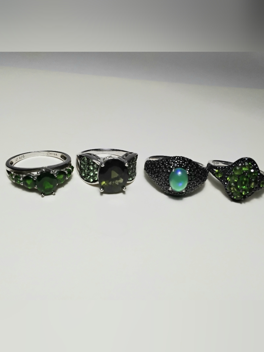 925 Silver 4 Lot Various Stone Rings Sz 8-1/2